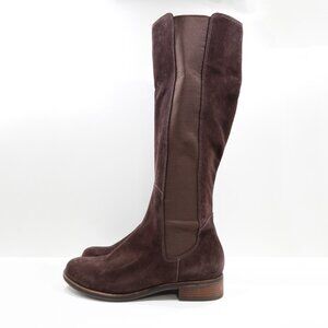 Cole Haan Jodhpur Brown Suede Leather Flat Pull-On Knee-High Riding Boots - 9.5